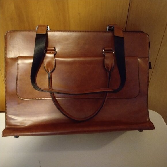 RELAVEL BROWN LEATHER LAPTOP TOTE BAG SATCHEL PURSE USB PORT LARGE - Picture 1 of 8